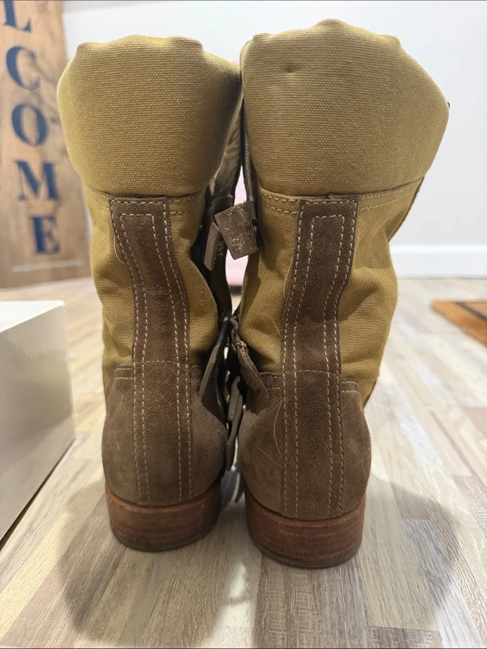 Giuseppe Zanotti Thakoon Giuly Tubo Tan & Brown Canvas Suede Ankle Boots Size 10